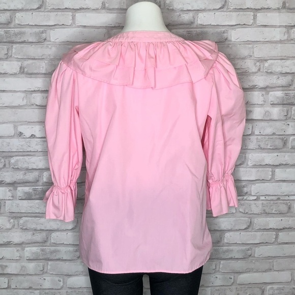 Malco Modes pink ruffle button down, medium - Picture 3 of 7